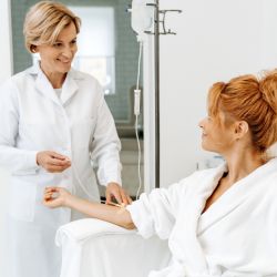 A woman getting an IV